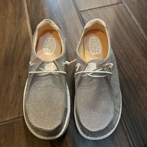 Hey Dude Kids Glittery Silver Sneakers